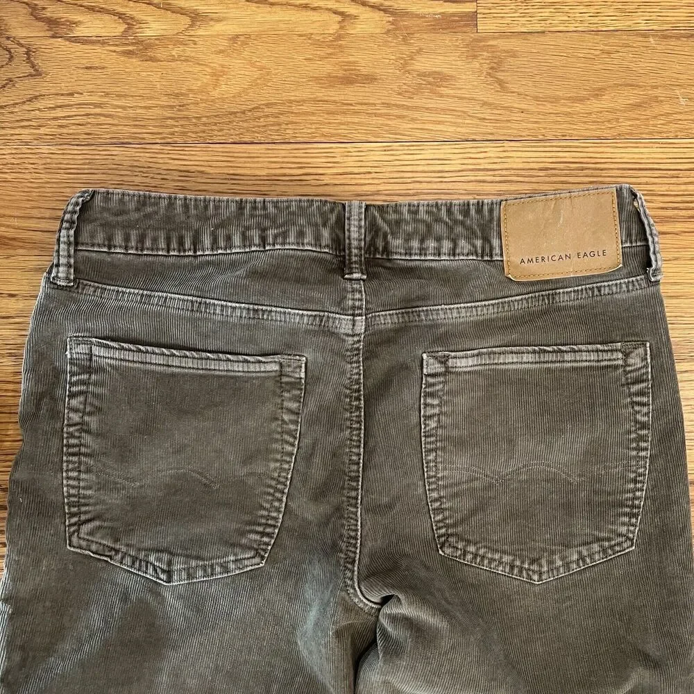 Mens American Eagle Flex Slim Lived-in Corduroy‎ Pants - Grey - 32 X 34